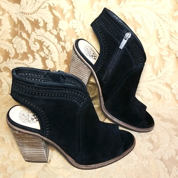 Vince Camuto women's black suede leather open toe Heels, Sandals ,size 7.5 - Picture 1 of 10
